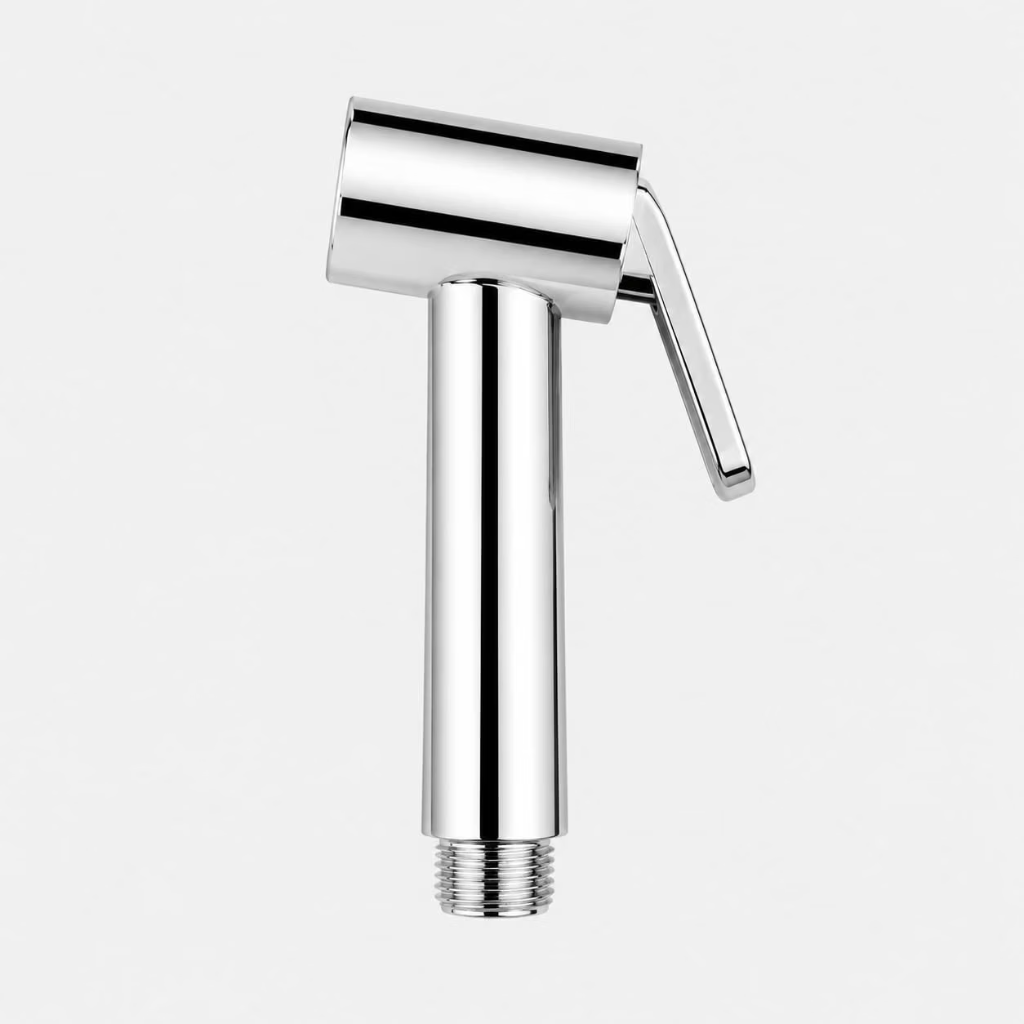 Silver Jet Faucet with Ergonomic Handle for Bathroom Use